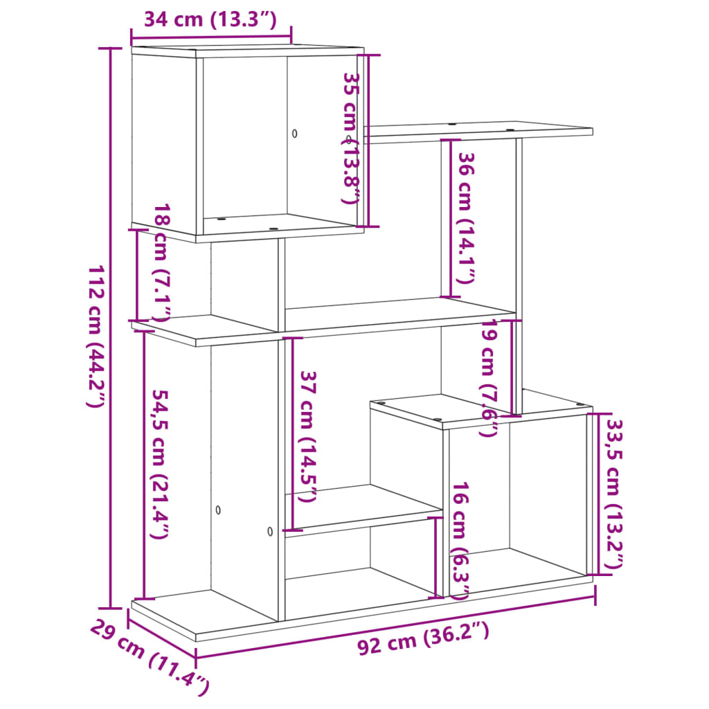 Libreria Divisorio Bianca 92x29x112 cm in Truciolato