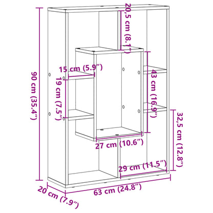 Libreria Grigio Cemento 63x20x90 cm in Truciolato