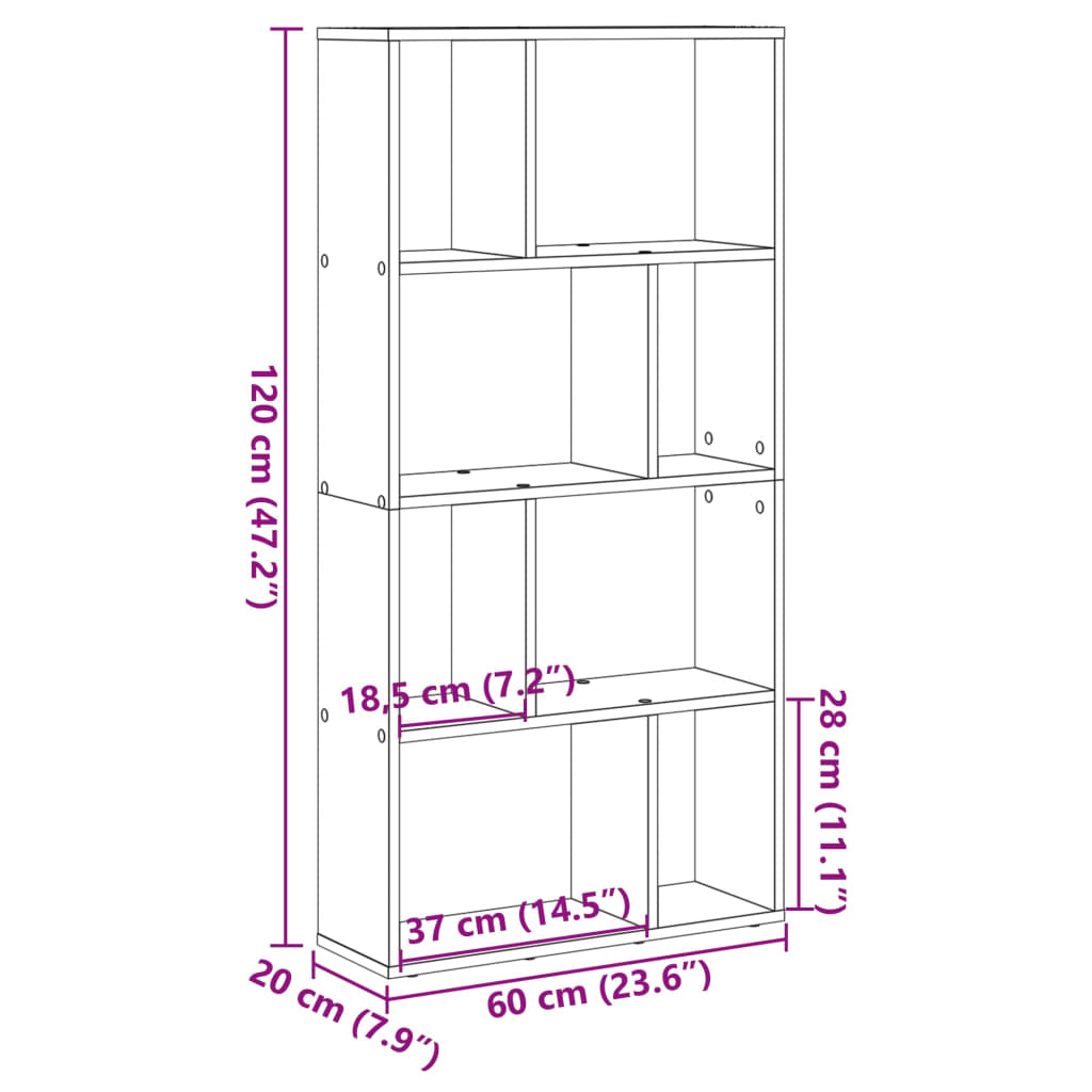 Libreria Nera 60x20x120 cm in Truciolato