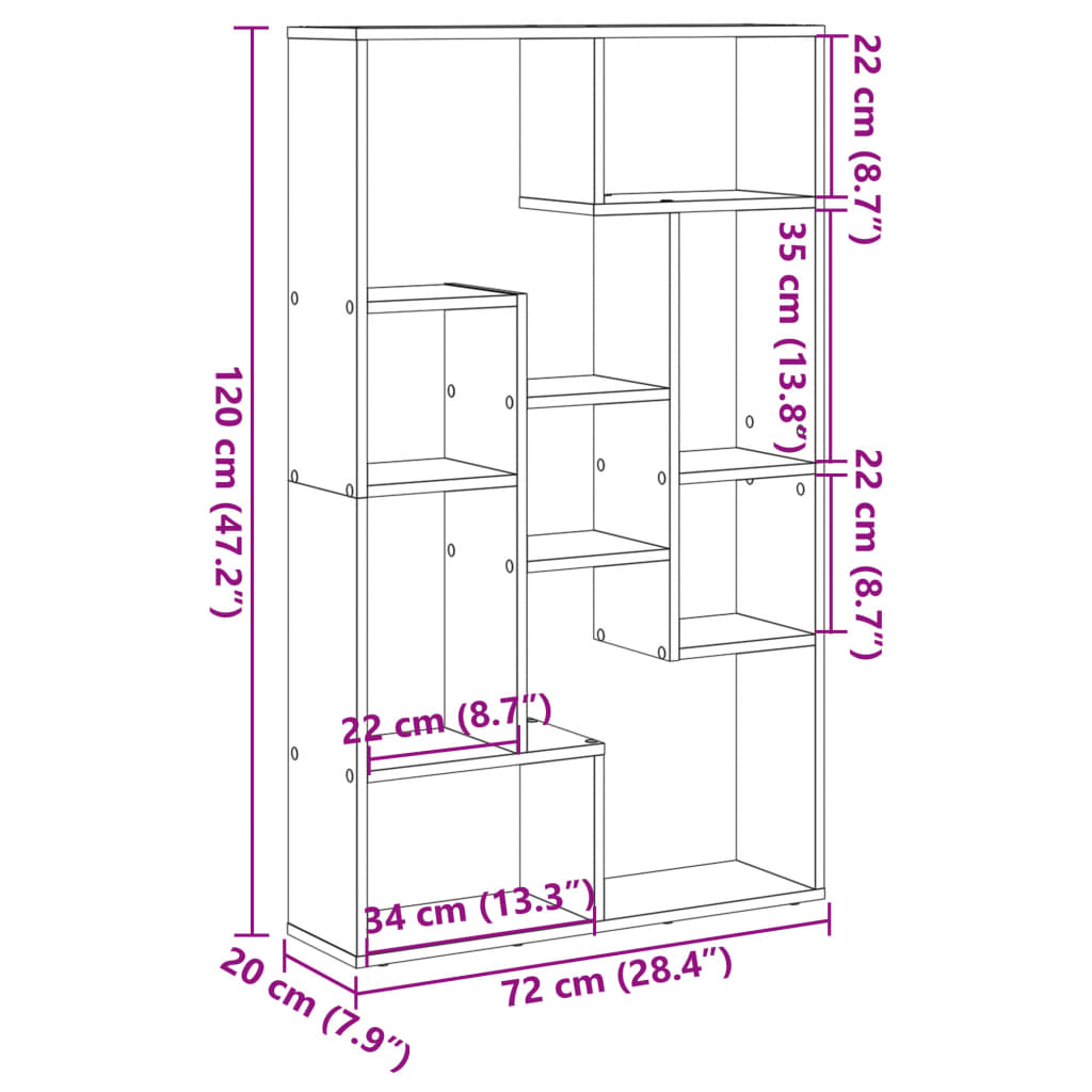 Libreria Nera 72x20x120 cm in Truciolato