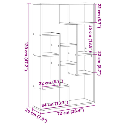 Libreria Grigio Cemento 72x20x120 cm in Truciolato