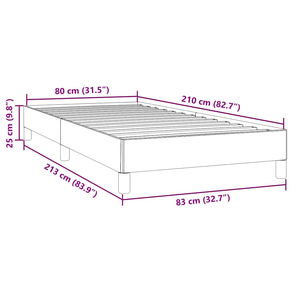 Giroletto senza Materasso Grigio Chiaro 80x210 cm Velluto