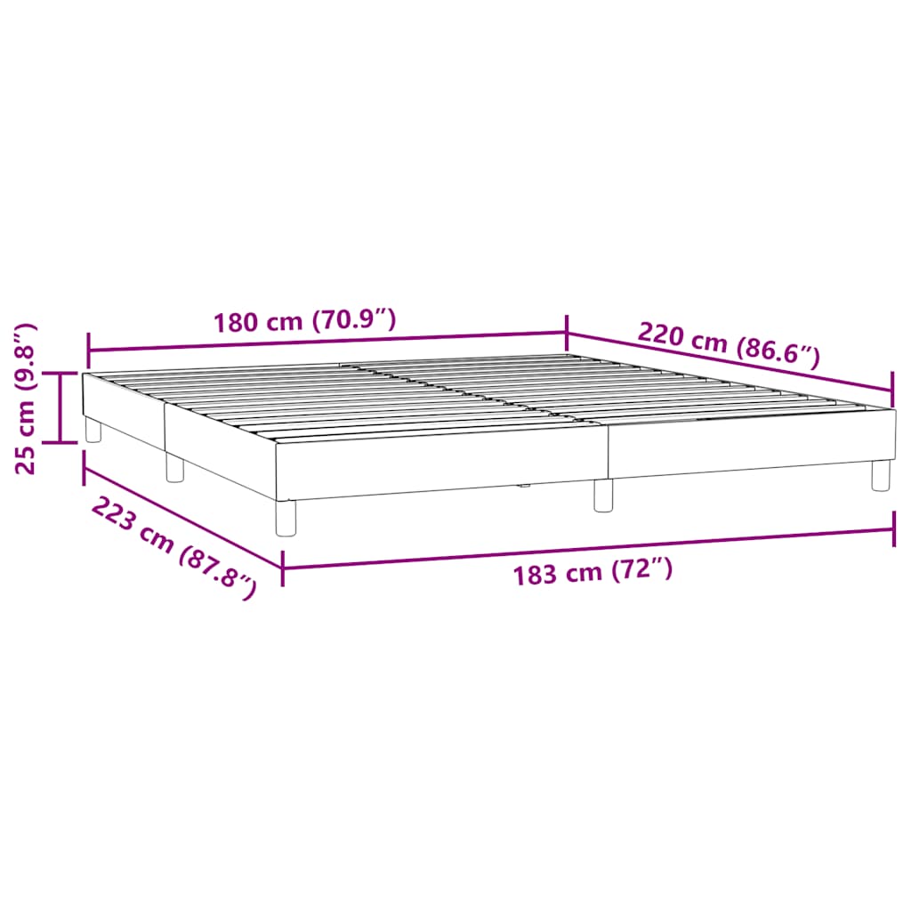 Giroletto senza Materasso Grigio Scuro 180x220 cm Velluto