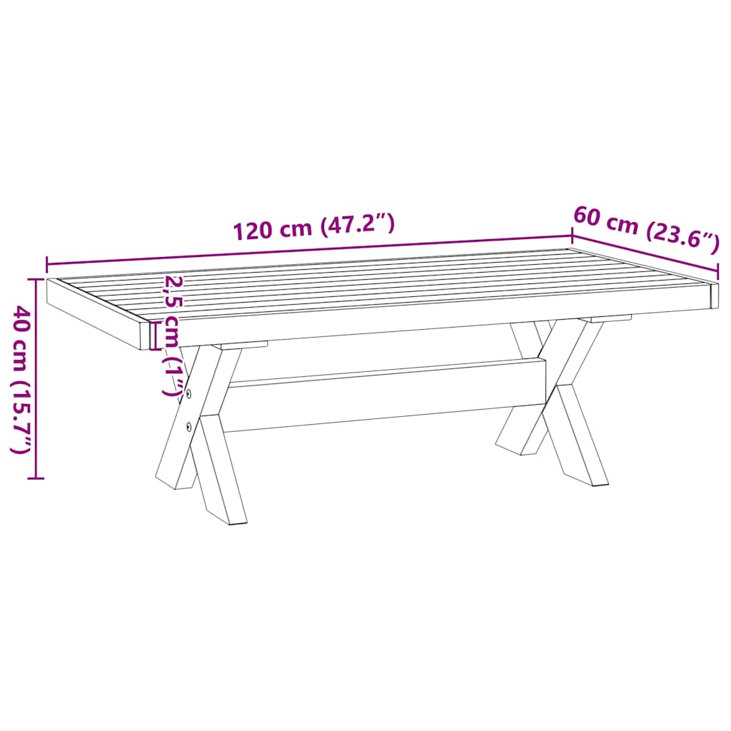 Tavolino NOAIN Gambe a Forma di X 120x60x40cm in Legno Massello | homemem39
