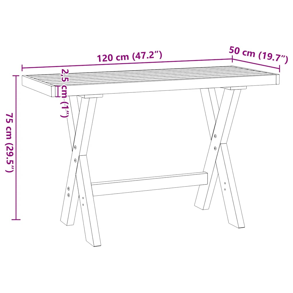 Scrivania NOAIN Gambe a Forma di X 120x50x75 cm Legno Massello - homemem39