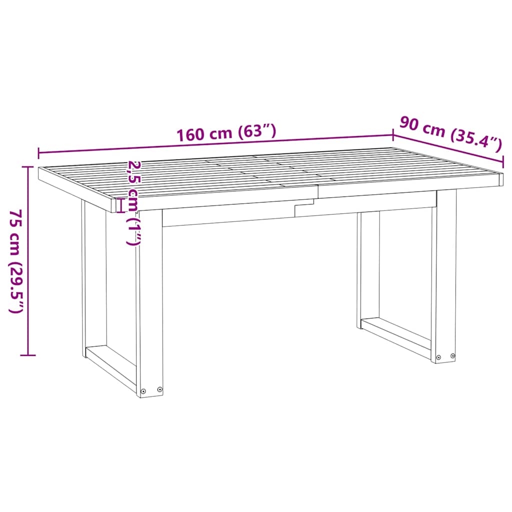Tavolo Pranzo NOAIN Gambe a Forma U 160x90x75 cm Legno Massello - homemem39