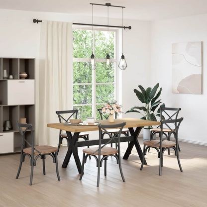 Tavolo Pranzo NOAIN Gambe a Forma X 180x90x75 cm Legno Massello