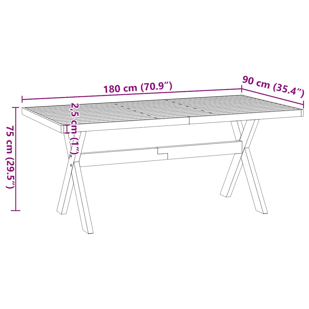Tavolo Pranzo NOAIN Gambe a Forma X 180x90x75 cm Legno Massello