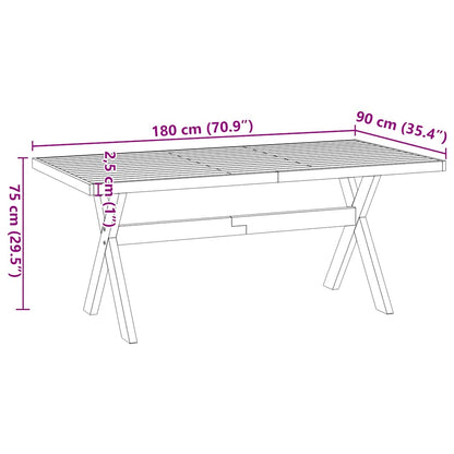 Tavolo Pranzo NOAIN Gambe a Forma X 180x90x75 cm Legno Massello
