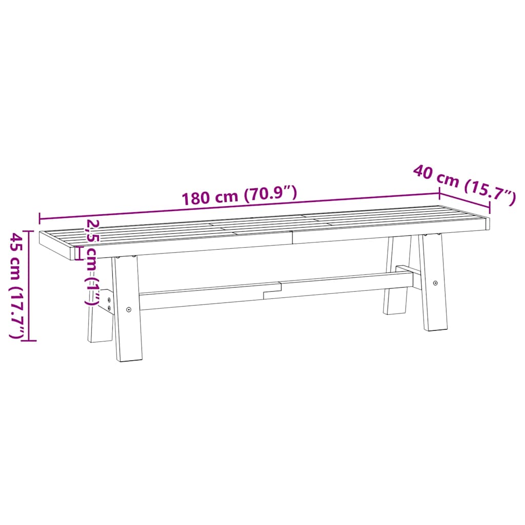 Panca Pranzo NOAIN Gambe a Forma A 180x40x45 cm Legno Massello | homemem39