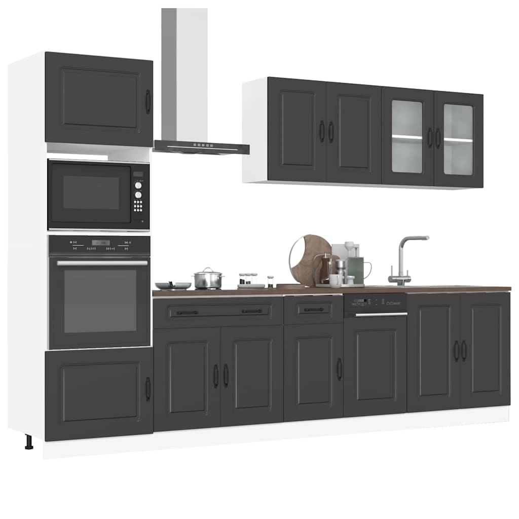 Set Mobili da Cucina 7 pz Kalmar Neri Legno Multistrato | homemem39
