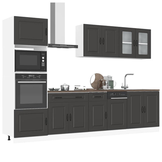Set Mobili da Cucina 7 pz Kalmar Neri Legno Multistrato | homemem39