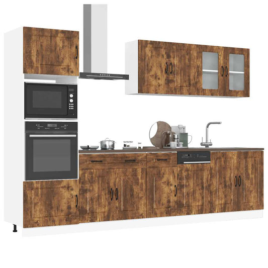 Set Mobili da Cucina 7 pz Kalmar Rovere Fumo Legno Multistrato | homemem39