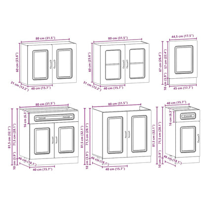 Set Mobili da Cucina 7 pz Kalmar Rovere Marrone in Truciolato | homemem39