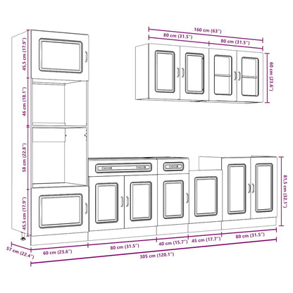 Set Mobili da Cucina 7 pz Kalmar Rovere Marrone in Truciolato | homemem39