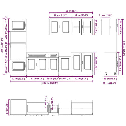 Set Mobili da Cucina 7 pz Kalmar Rovere Artigianale Truciolato - homemem39