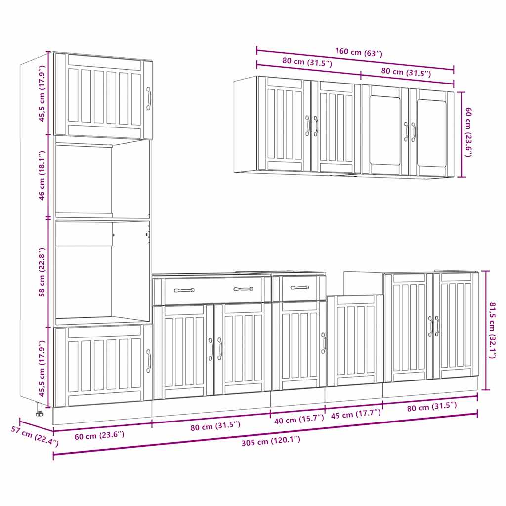 Set Mobili da Cucina 7 pz Kalmar Bianco Legno Multistrato | homemem39