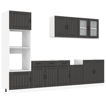 Set Mobili da Cucina 7 pz Kalmar Neri Legno Multistrato | homemem39