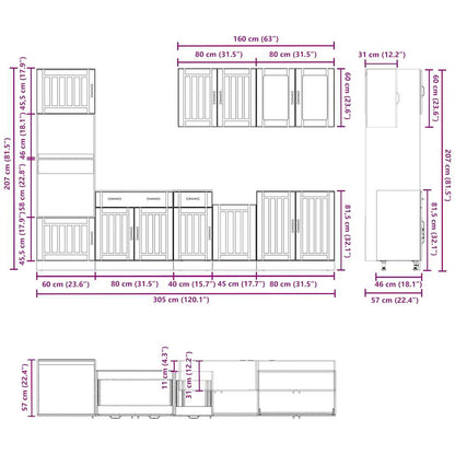 Set Mobili da Cucina 7 pz Kalmar Neri Legno Multistrato | homemem39