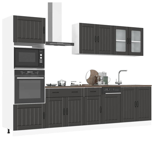 Set Mobili da Cucina 7 pz Kalmar Neri Legno Multistrato | homemem39