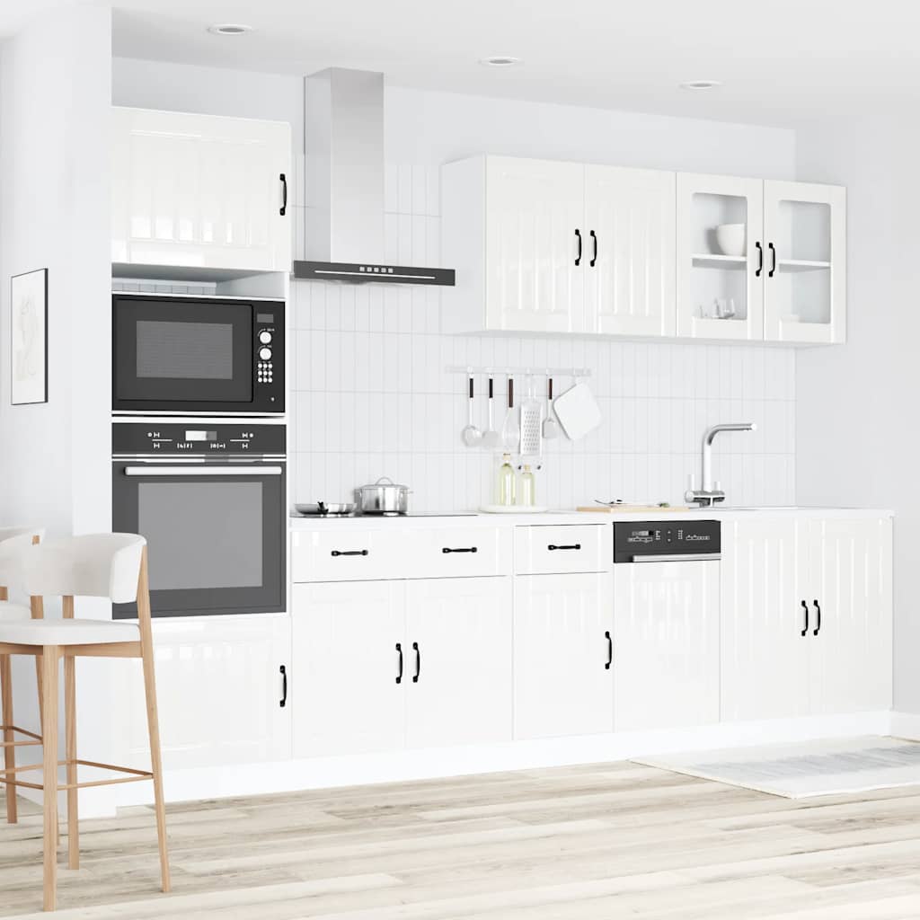 Set Mobili da Cucina 7 pz Lucca Bianchi Lucido in Truciolato | homemem39