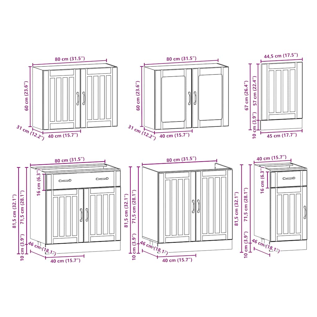 Set Mobili da Cucina 7 pz Lucca Rovere Sonoma in Truciolato | homemem39