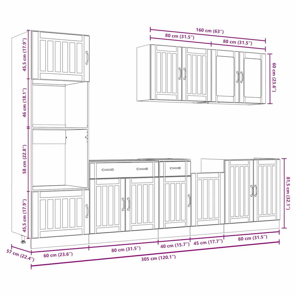 Set Mobili da Cucina 7 pz Lucca Rovere Sonoma in Truciolato | homemem39