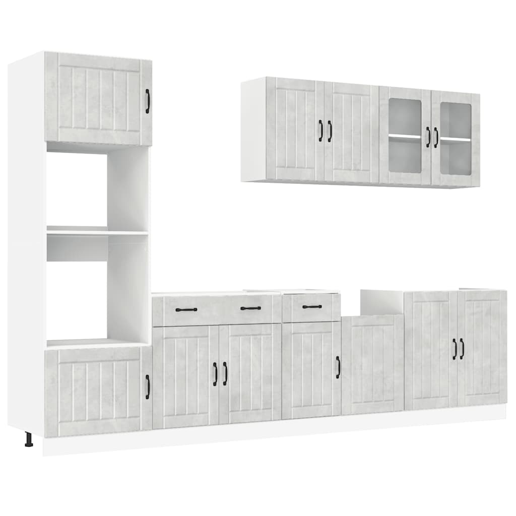 Set Mobili da Cucina 7 pz Lucca Grigio Cemento in Truciolato | homemem39
