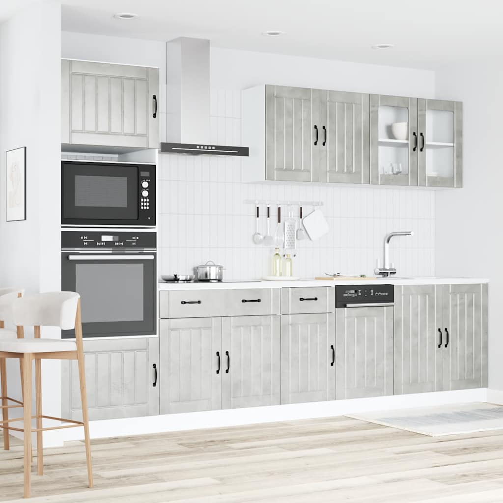 Set Mobili da Cucina 7 pz Lucca Grigio Cemento in Truciolato | homemem39