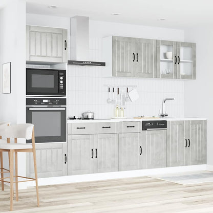 Set Mobili da Cucina 7 pz Lucca Grigio Cemento in Truciolato | homemem39