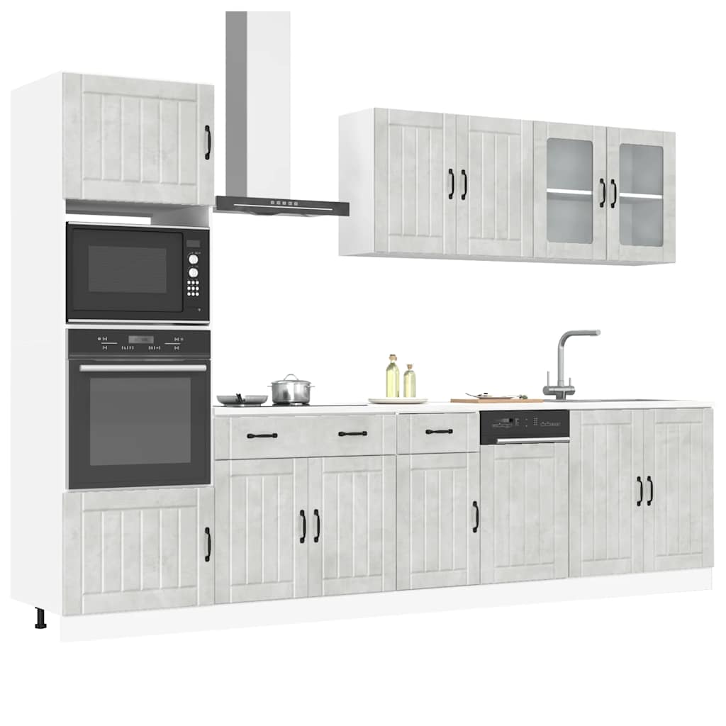Set Mobili da Cucina 7 pz Lucca Grigio Cemento in Truciolato | homemem39