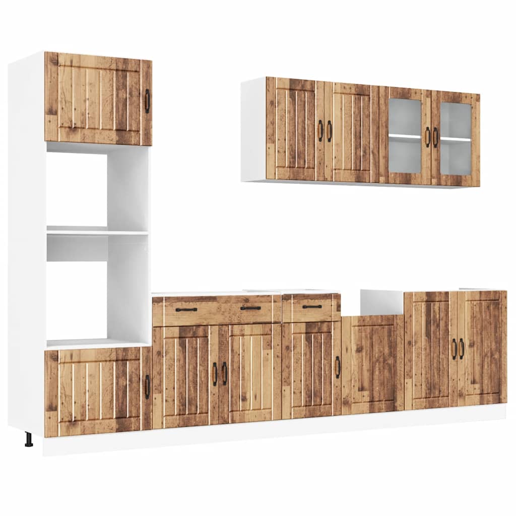 Set Mobili da Cucina 7 pz Kalmar Legno Vecchio in Truciolato | homemem39