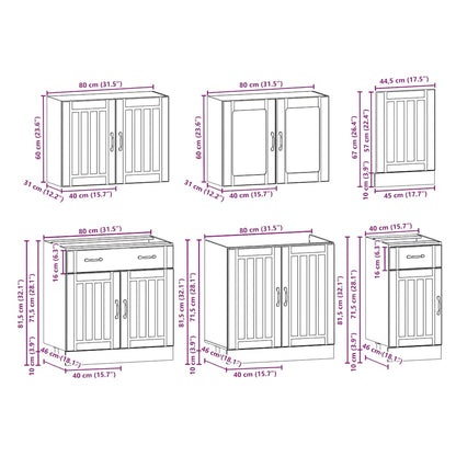 Set Mobili da Cucina 7 pz Kalmar Rovere Artigianale Truciolato | homemem39