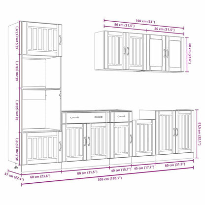 Set Mobili da Cucina 7 pz Kalmar Rovere Artigianale Truciolato | homemem39
