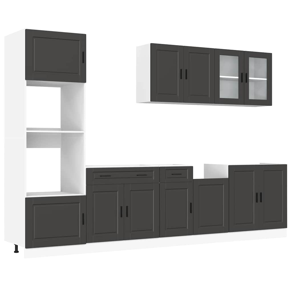 Set Mobili da Cucina 7 pz Porto Neri Legno Multistrato | homemem39