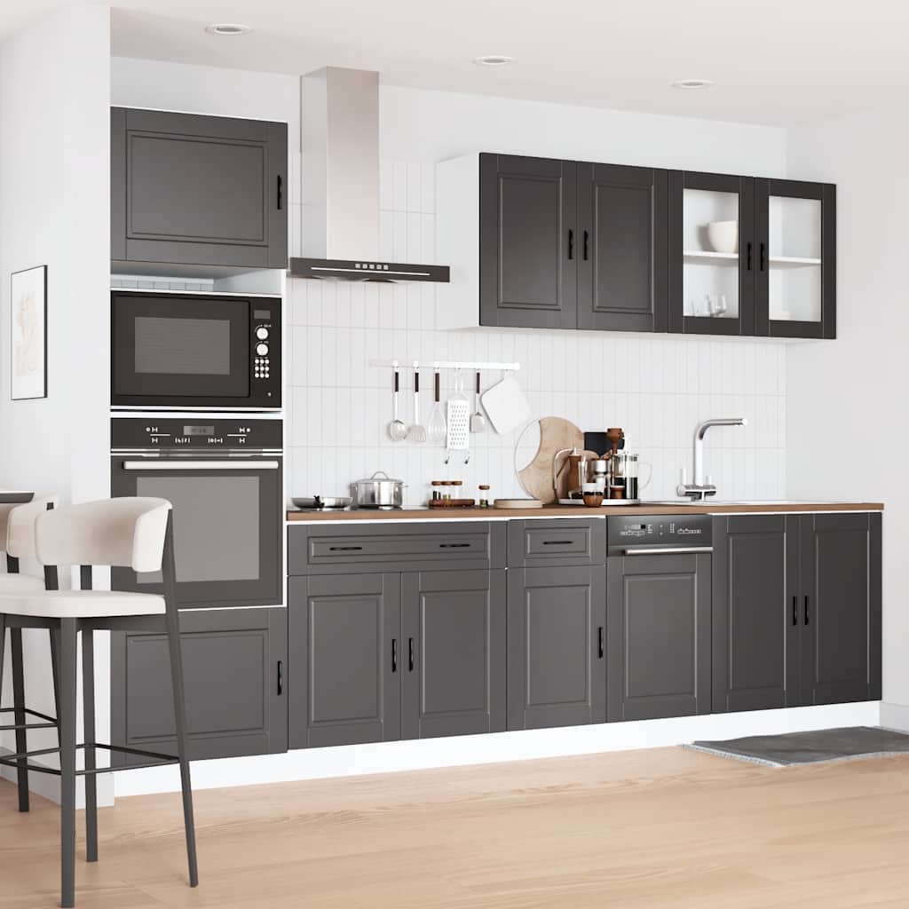 Set Mobili da Cucina 7 pz Porto Neri Legno Multistrato | homemem39