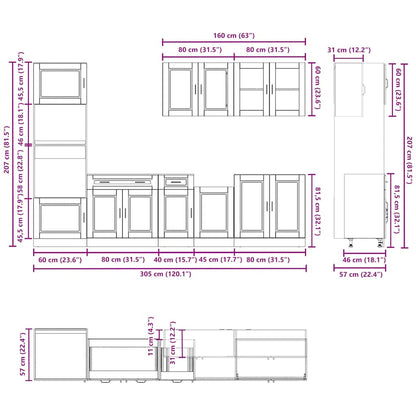 Set Mobili da Cucina 7 pz Porto Neri Legno Multistrato | homemem39
