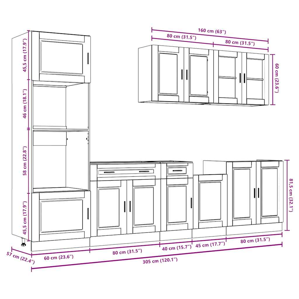Set Mobili da Cucina 7 pz Kalmar Grigio Cemento in Truciolato | homemem39