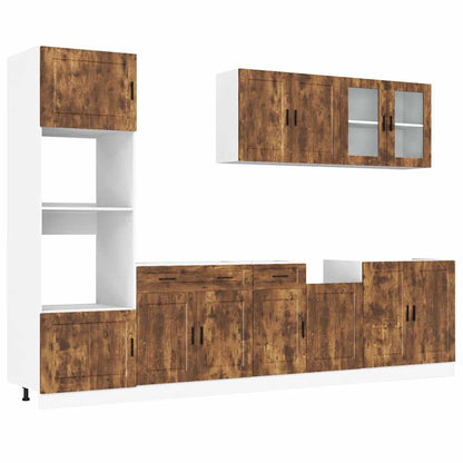 Set Mobili da Cucina 7 pz Kalmar Rovere Fumo Legno Multistrato | homemem39