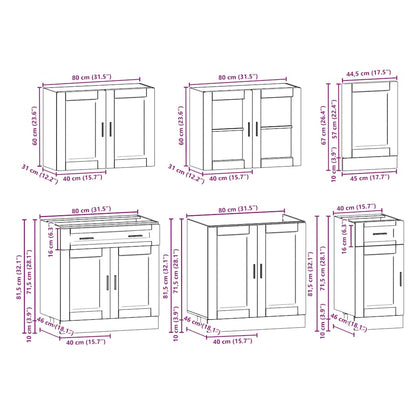Set Mobili da Cucina 7 pz Kalmar Rovere Fumo Legno Multistrato | homemem39