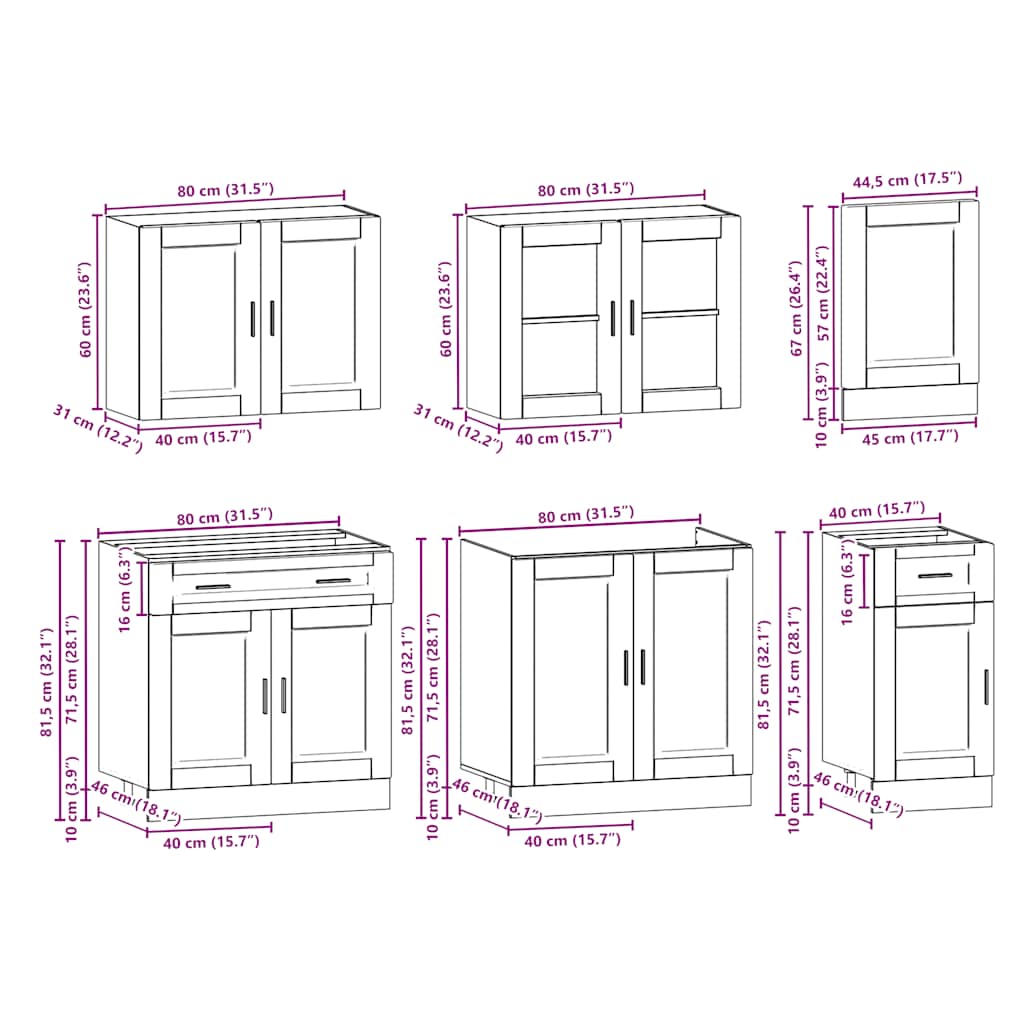 Set Mobili da Cucina 7 pz Kalmar Grigio Sonoma in Truciolato | homemem39