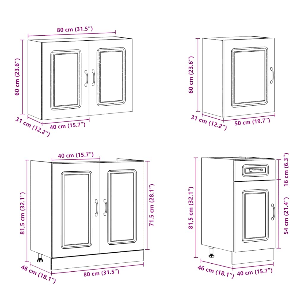Set Mobili da Cucina 7 pz Kalmar Bianco Legno Multistrato | homemem39