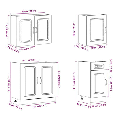 Set Mobili da Cucina 7 pz Kalmar Bianco Legno Multistrato | homemem39