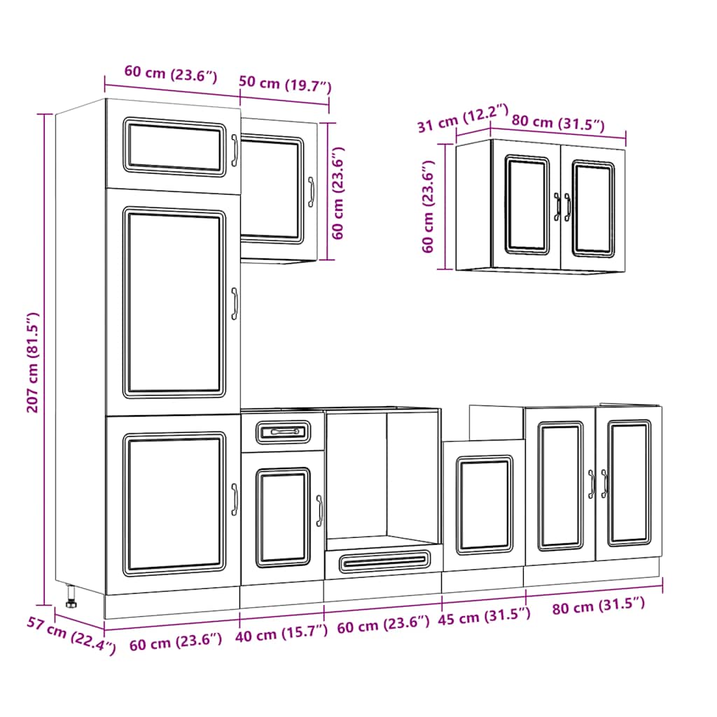 Set Mobili da Cucina 7 pz Kalmar Bianco Legno Multistrato | homemem39
