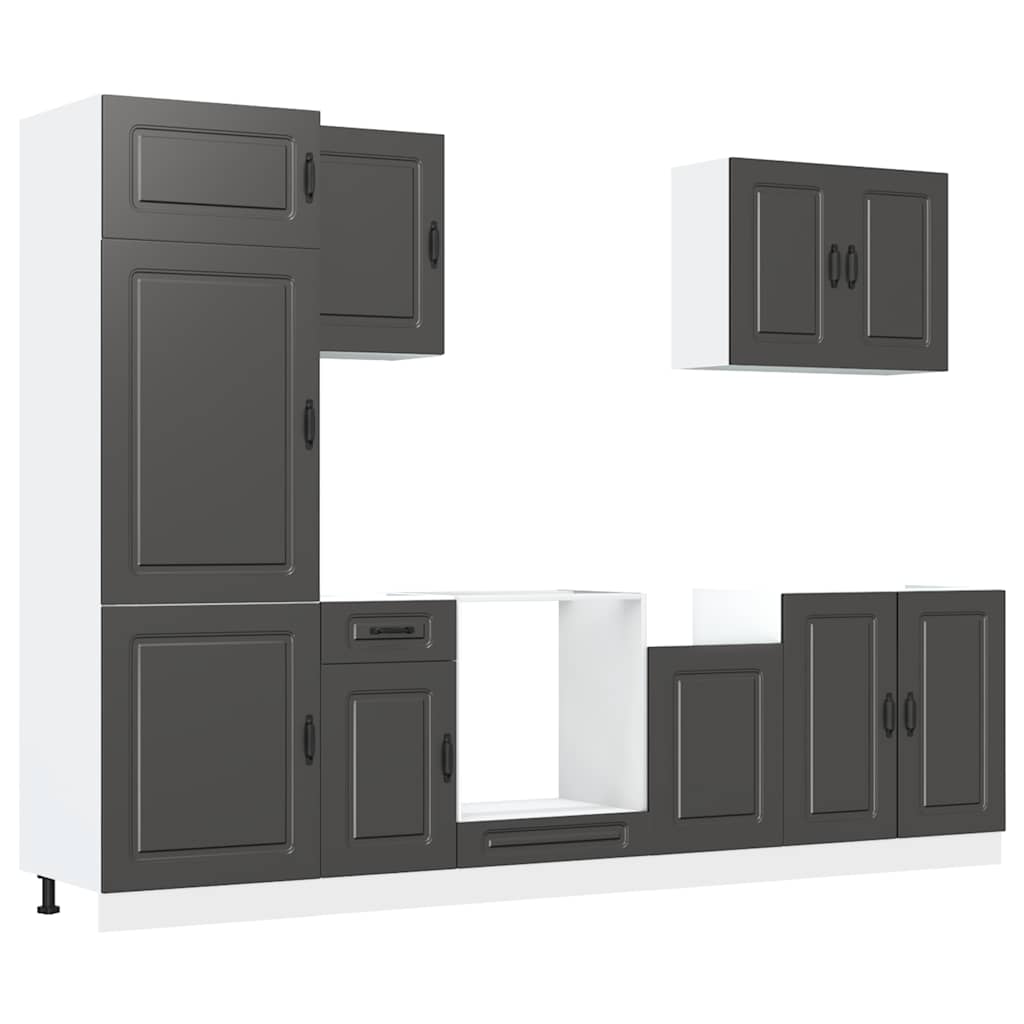 Set Mobili da Cucina 7 pz Kalmar Neri Legno Multistrato | homemem39