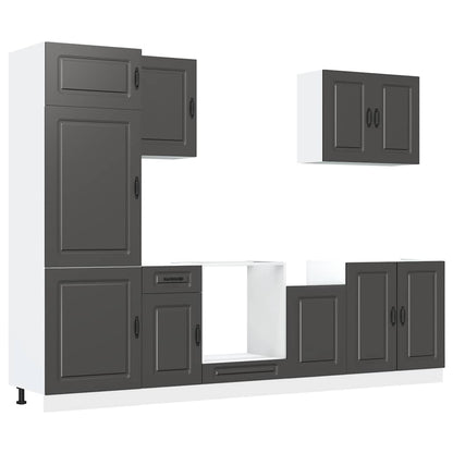 Set Mobili da Cucina 7 pz Kalmar Neri Legno Multistrato | homemem39