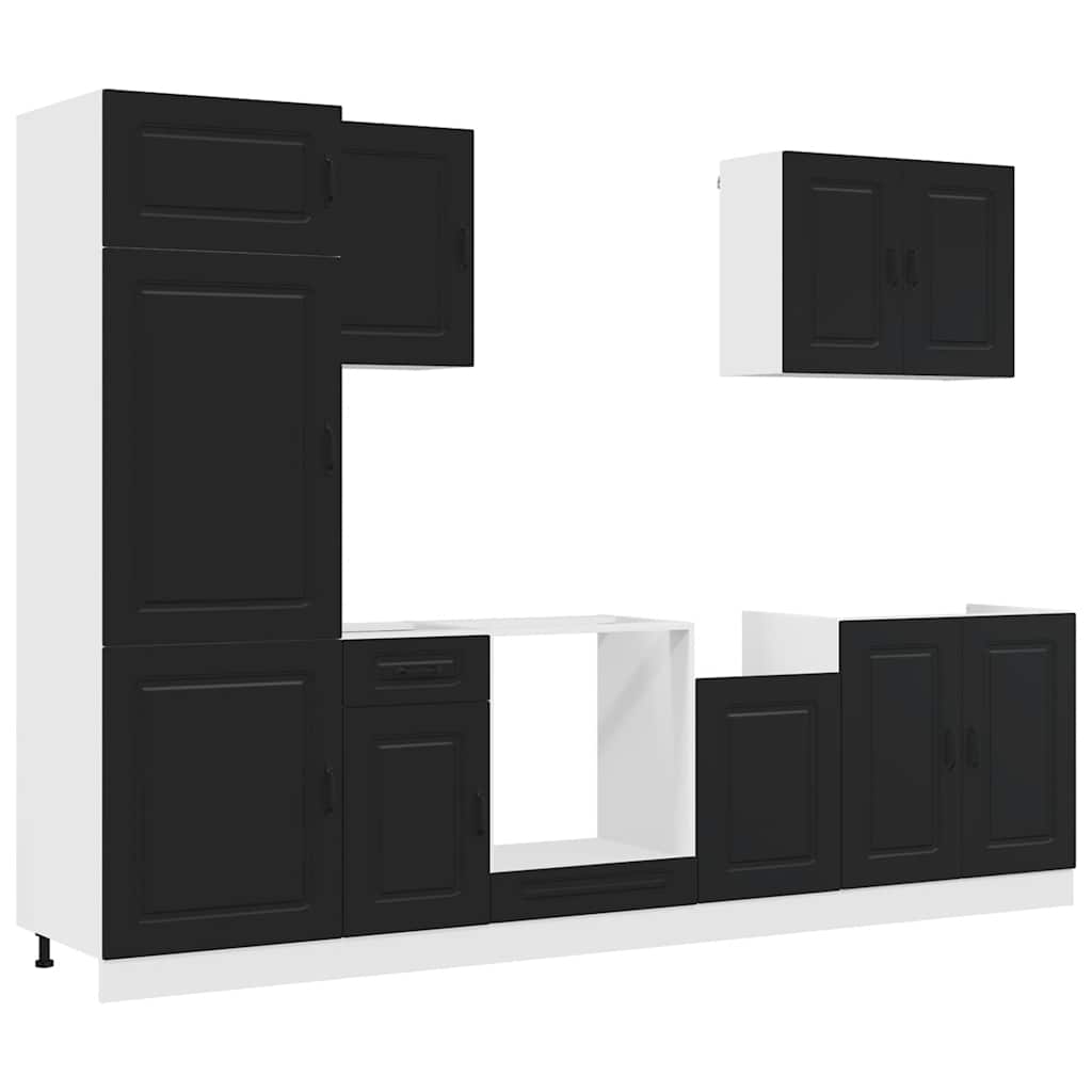 Set Mobili da Cucina 7 pz Kalmar Neri Legno Multistrato