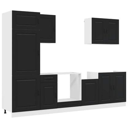 Set Mobili da Cucina 7 pz Kalmar Neri Legno Multistrato