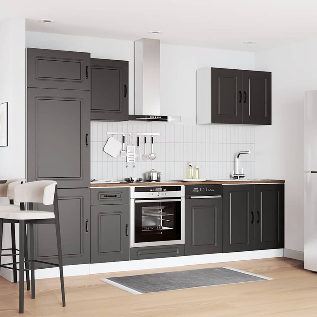 Set Mobili da Cucina 7 pz Kalmar Neri Legno Multistrato | homemem39