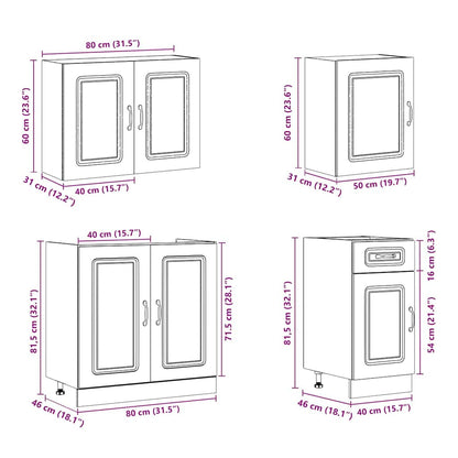 Set Mobili da Cucina 7 pz Kalmar Neri Legno Multistrato | homemem39
